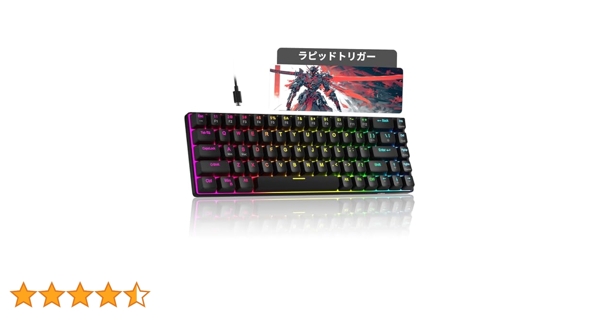 ラピッドトリガー キーボード Captain72 有線 RGB 60% サイズ Amazon | MageGee ラピッドトリガー キーボード | 68キー 英語